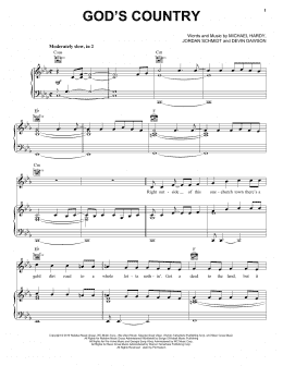 page one of God's Country (Piano, Vocal & Guitar Chords (Right-Hand Melody))