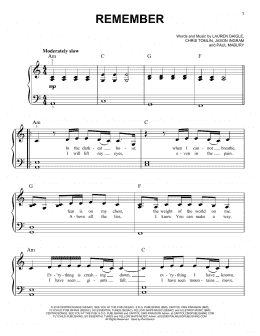 page one of Remember (Easy Piano)