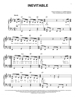 page one of Inevitable (Easy Piano)