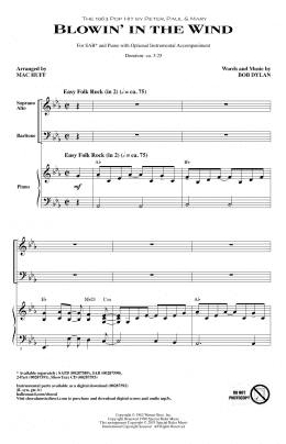 page one of Blowin' In The Wind (arr. Mac Huff) (SAB Choir)