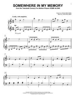 page one of Somewhere In My Memory (from Home Alone) (Easy Piano)