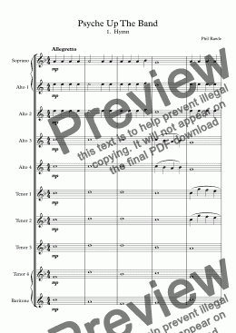 page one of Psyche Up The Band - 1. Hymn.  Saxophone Choir