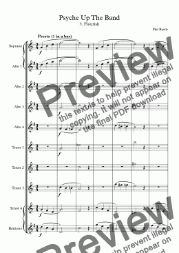 page one of Psyche Up The Band - 3.Flourish.  Saxophone Choir