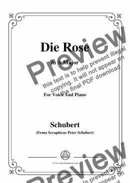 page one of Schubert-Die Rose,in A Major,Op.73,for Voice and Piano