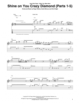 page one of Shine On You Crazy Diamond (Parts 1-5) (Guitar Tab)