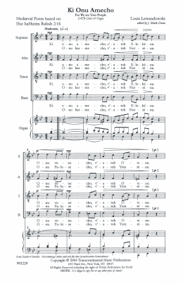 page one of Two Settings of Ki Onu Omecho (SATB Choir)