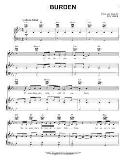 page one of Burden (Piano, Vocal & Guitar Chords (Right-Hand Melody))