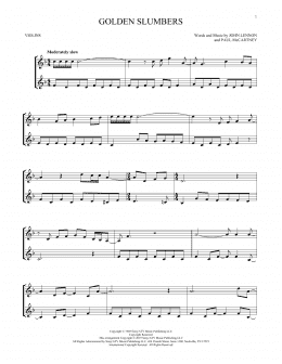 page one of Golden Slumbers (Violin Duet)