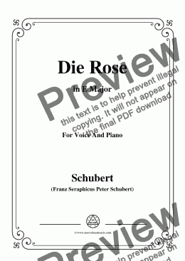 page one of Schubert-Die Rose,in E Major,Op.73,for Voice and Piano