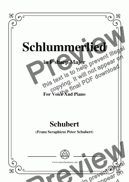 page one of Schubert-Schlummerlied,in F sharp Major,Op.24 No.2,for Voice and Piano