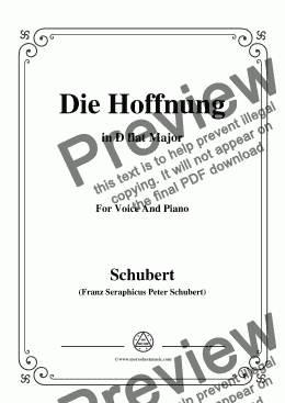 page one of Schubert-Hoffnung(Die Hoffnung),in D flat Major,Op.87 No.2,for Voice&Piano