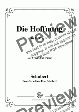 page one of Schubert-Hoffnung(Die Hoffnung),in G Major,Op.87 No.2,for Voice&Piano