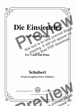 page one of Schubert-Die Einsiedelei,in F sharp Major,D.393,for Voice and Piano 