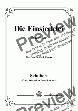 page one of Schubert-Die Einsiedelei(The Hermitage),in a minor,D.563,for Voice&Piano