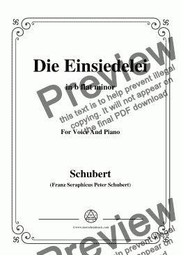 page one of Schubert-Die Einsiedelei(The Hermitage),in b flat minor,D.563,for Voice&Piano