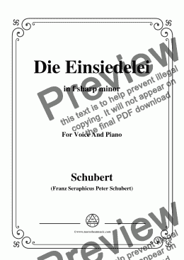 page one of Schubert-Die Einsiedelei(The Hermitage),in f sharp minor,D.563,for Voice&Piano
