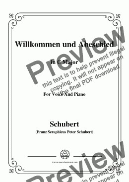 page one of Schubert-Willkommen und Abeschied,in C Major,Op.56 No.1,for Voice&Piano