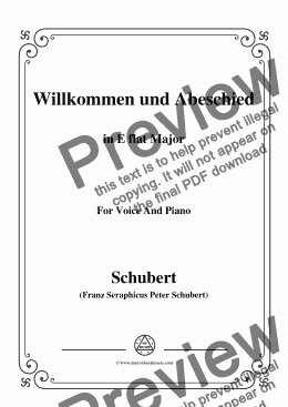 page one of Schubert-Willkommen und Abeschied,in E flat Major,Op.56 No.1,for Voice&Piano