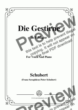 page one of Schubert-Die Gestirne,in F Major,for Voice&Piano