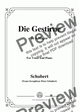 page one of Schubert-Die Gestirne,in A Major,for Voice&Piano