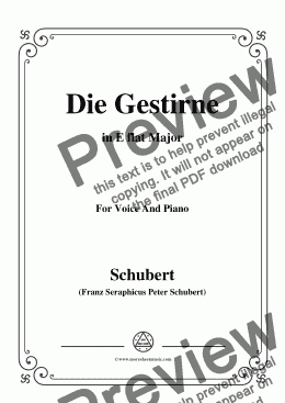 page one of Schubert-Die Gestirne,in E flat Major,for Voice&Piano