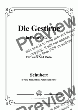 page one of Schubert-Die Gestirne,in C sharp Major,for Voice&Piano
