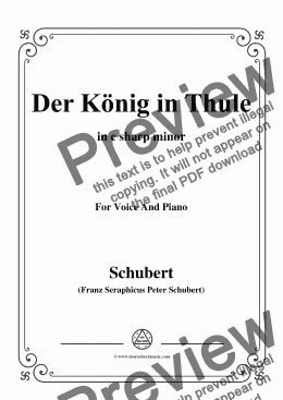 page one of Schubert-Der König in Thule,in c sharp minor,Op.5 No.5,for Voice&Piano 