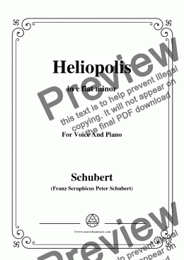 page one of Schubert-Heliopolis,from Heliopolis II,D.754,in e flat minor,for Voice&Piano