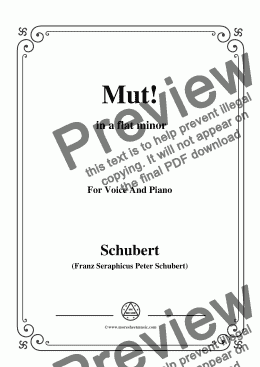 page one of Schubert-Mut!,from 'Winterreise',Op.89(D.911) No.22,in a flat minor,for Voice&Piano