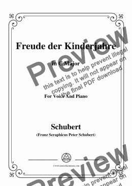 page one of Schubert-Freude der Kinderjahre,in C Major,for Voice&Piano