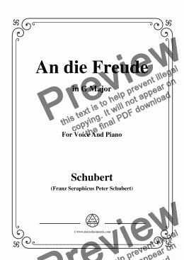 page one of Schubert-An die Freude,Op.111 No.1,in G Major,for Voice&Piano