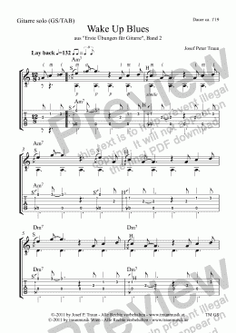 page one of Wake Up Blues (GS plus TAB)