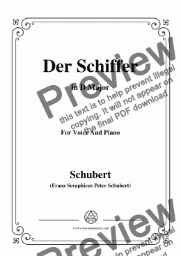page one of Schubert-Der Schiffer,in D Major,for Voice&Piano