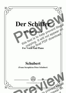 page one of Schubert-Der Schiffer,in D flat Major,for Voice&Piano