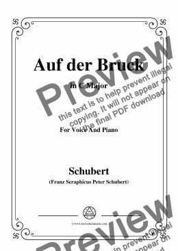 page one of Schubert-Auf der Bruck,Op.93 No.2,in C Major,for Voice&Piano