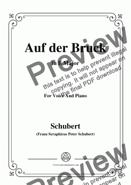 page one of Schubert-Auf der Bruck,Op.93 No.2,in E Major,for Voice&Piano