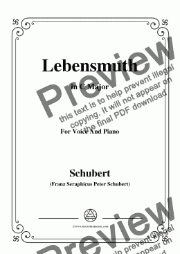 page one of Schubert-Lebensmuth,in C Major,for Voice&Piano
