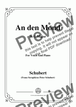 page one of Schubert-An den Mond, D.296,in G Major,for Voice&Piano