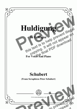 page one of Schubert-Huldigung,in G Major,for Voice&Piano