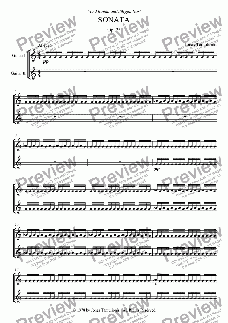 page one of Sonata