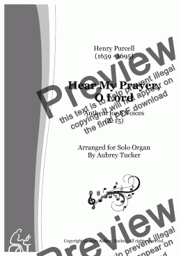 page one of Organ: Hear My Prayer, O Lord (Anthem for 8 Voices Z. 15) - Henry Purcell