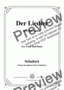 page one of Schubert-Der Liedler,Op.38(D.209),in b flat minor,for Voice&Piano
