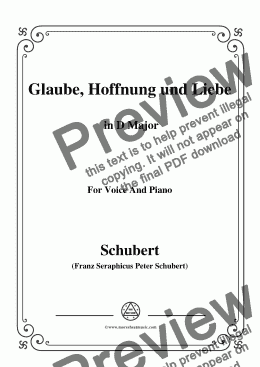 page one of Schubert-Glaube,Hoffnung und Liebe,Op.97,in D Major,for Voice&Piano