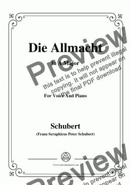 page one of Schubert-Die Allmacht,Op.79 No.2,in A Major,for Voice&Piano
