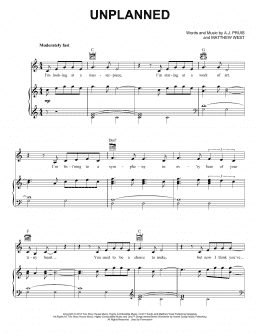 page one of Unplanned (Piano, Vocal & Guitar Chords (Right-Hand Melody))