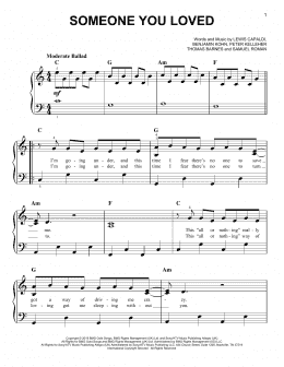 page one of Someone You Loved (Easy Piano)