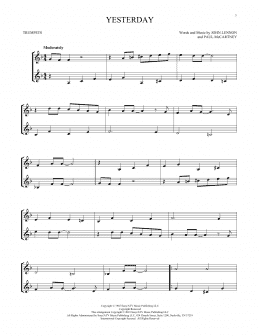 page one of Yesterday (Trumpet Duet)