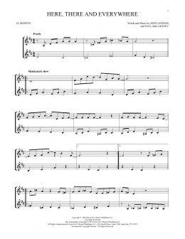 page one of Here, There And Everywhere (Clarinet Duet)