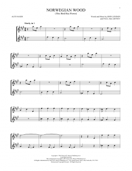 page one of Norwegian Wood (This Bird Has Flown) (Alto Sax Duet)