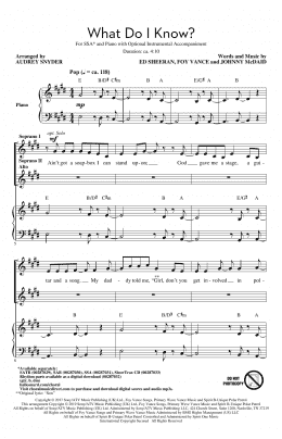 page one of What Do I Know? (arr. Audrey Snyder) (SSA Choir)